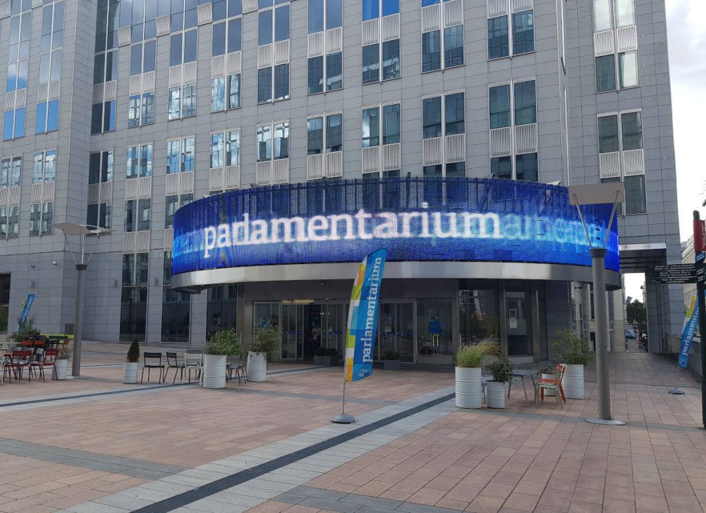 Eingangsbereich des Parlamentarium in Brüssel